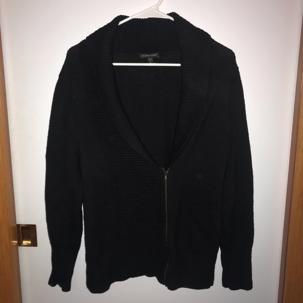 EILEEN FISHER black knit cardigan
